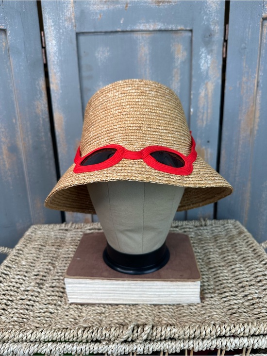 kate spade Accessories - Kate Spade Straw Sunglasses Hat Natural/Red Orange OS NWOT
